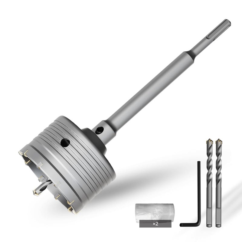 CSOOM Concrete Hole Saw 3-3/4" (95mm) with 220mm SDS Plus Shank Connecting Rod, Carbide Cement Hole Saw for Concrete Cement, Brick Wall Stone - Image 1